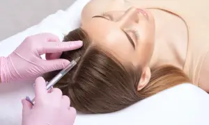Una persona recibe mesoterapia capilar. El número de cuantas sesiones de mesoterapia capilar son necesarias varía según el caso.