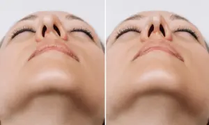 Comparativa de rinomodelación con ácido hialurónico. Mejora sutil de la forma nasal.