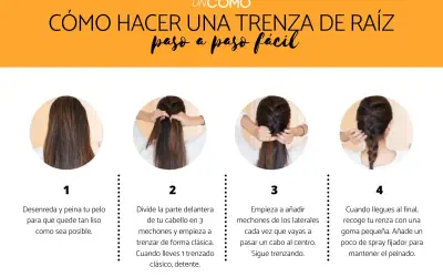 Tutorial paso a paso para hacer una trenza de raíz fácil. Muestra cómo desenredar, dividir y trenzar el cabello.