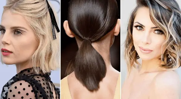 Peinados para ir a trabajar media melena: coleta baja pulida, ondas suaves con lazo y melena suelta con capas.