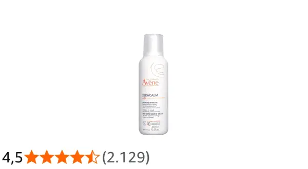 Crema Avène XeraCalm A.D. con 4,5 estrellas de valoración. Opiniones positivas para pieles secas.