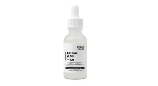 Frasco de sérum Beauty Drops con Ectoína 0,5% + AH, un suero hidratante antiedad.