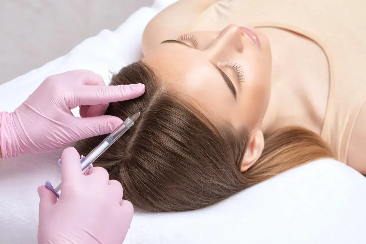Una persona recibe mesoterapia capilar. El número de cuantas sesiones de mesoterapia capilar son necesarias varía según el caso.