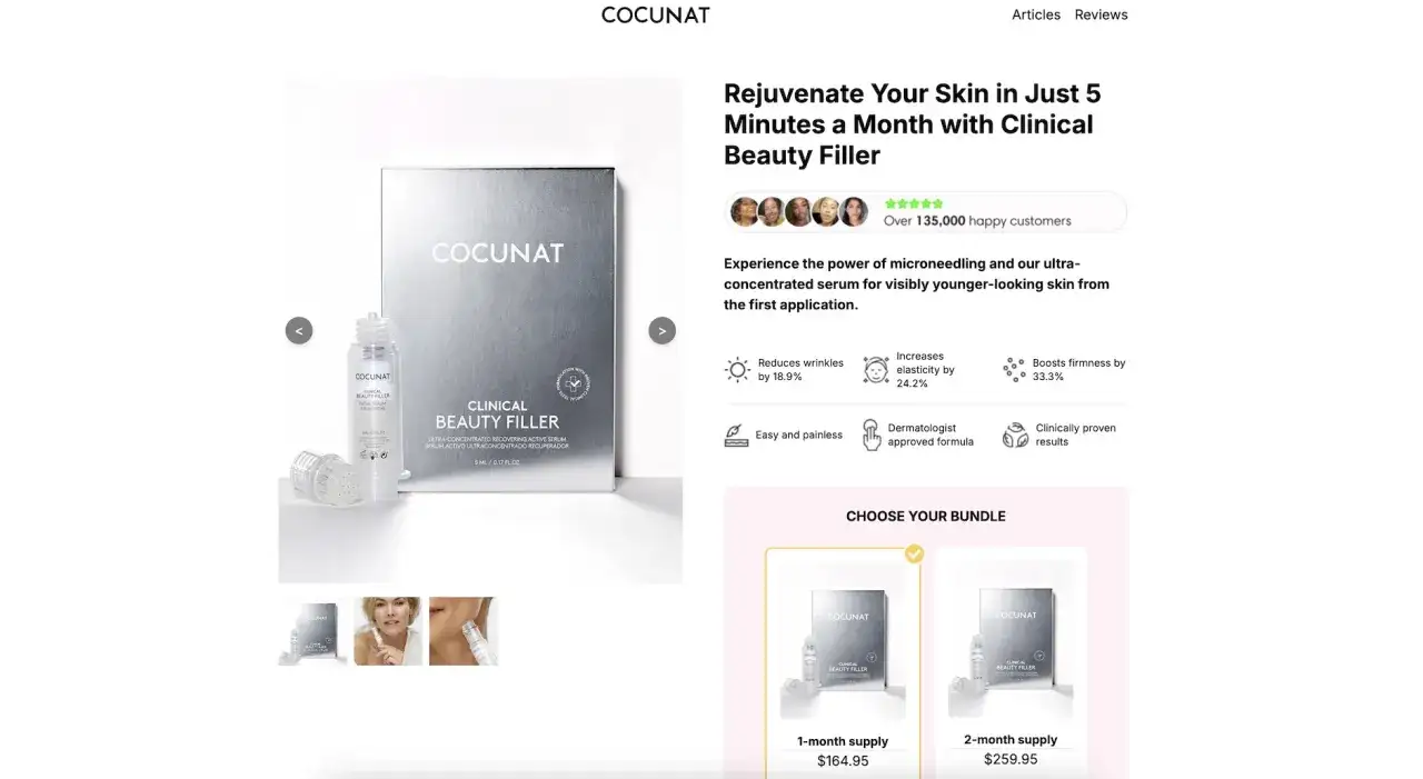 Cocunat Clinical Beauty Filler: serum para rejuvenecer la piel. Descubre opiniones reales de clientes satisfechos.