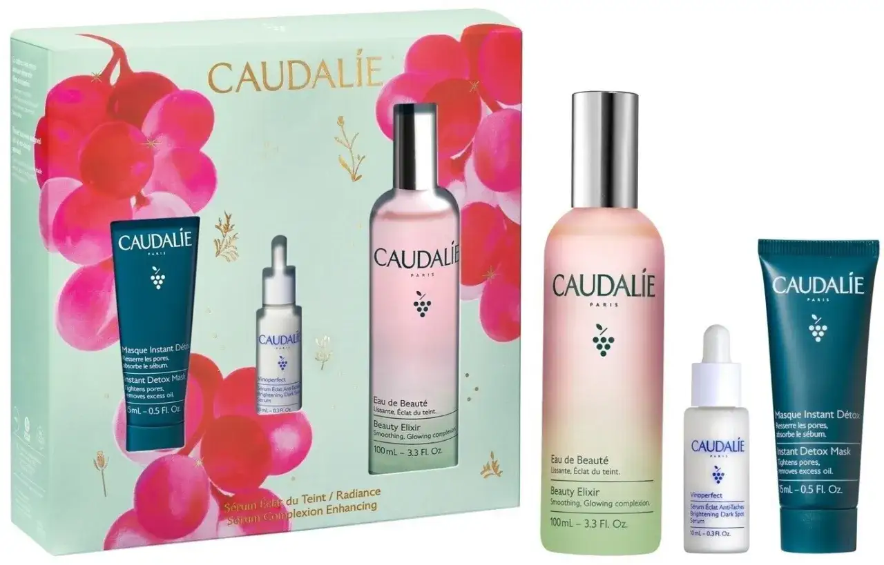 Estuche Caudalie con Beauty Elixir y Mascarilla Detox. Opiniones sobre Caudalie y Sesderma son positivas para estos productos.
