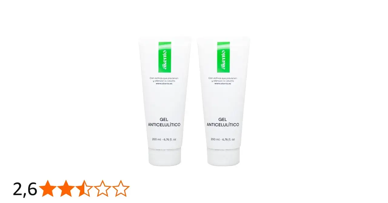Dos tubos de akento gel anticelul&iacute;tico, cada uno de 200 ml, listos para combatir la celulitis.