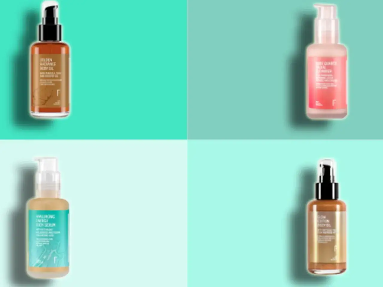 Cuatro botellas de productos de cuidado corporal y facial. &iexcl;Lee las opiniones sobre estos productos!