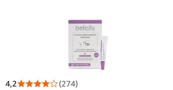 Crema regeneradora intensiva Belcils para pestañas. Opiniones positivas sobre su crecimiento y regeneración. Ideal para ojos sensibles.
